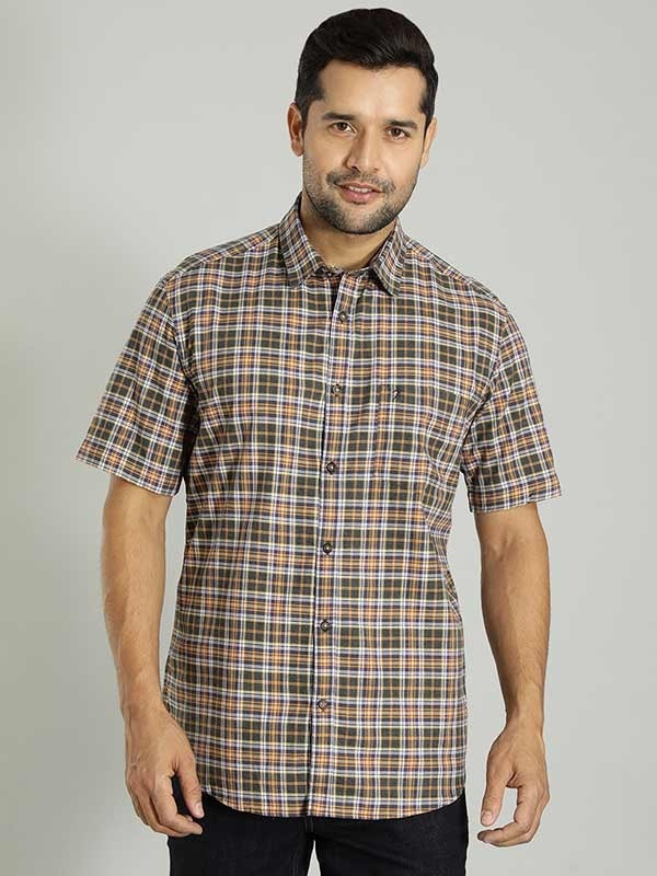 Indian Terrain Men's Slim Fit Half Sleeve Checkered Multicolor Shirt